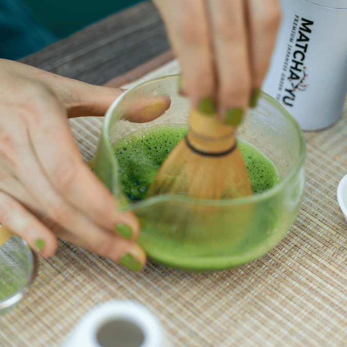 Bamboo Whisk & Matcha in Bowl - Matcha Yu Tea