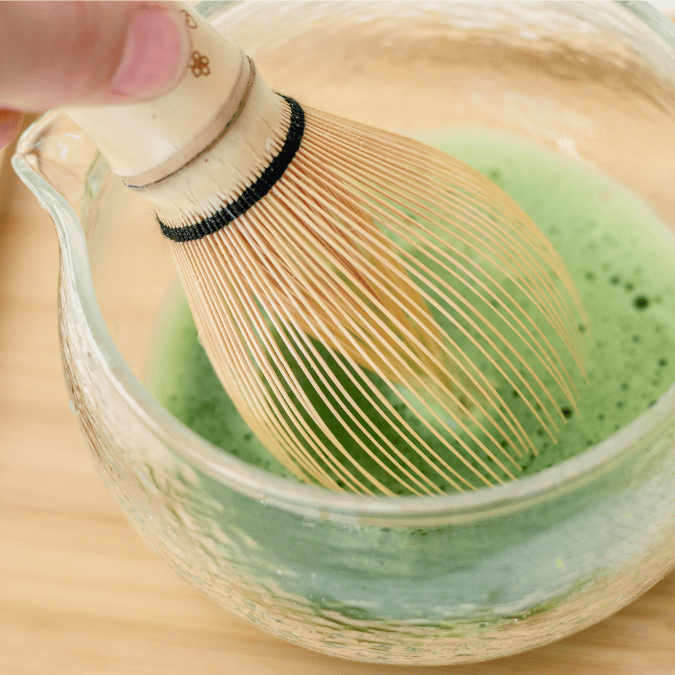 Bamboo Whisk and Matcha in Bowl