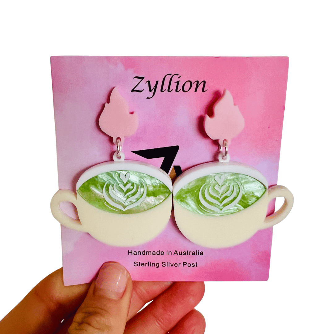 Matcha Latte Statement Dangle Earrings 1