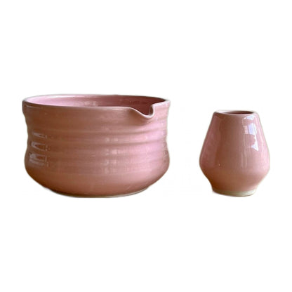 Pink Matcha bowl and whisk holder 