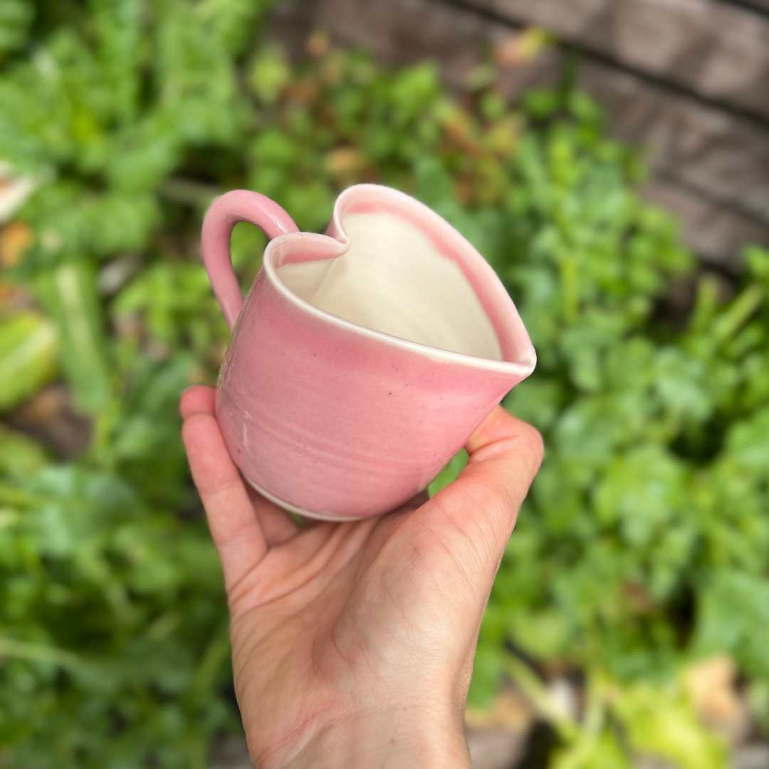 Pink Heart Cup with Handle