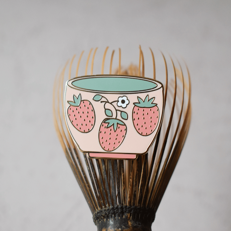 Strawberry Matcha Bowl Pin with Whisk 2
