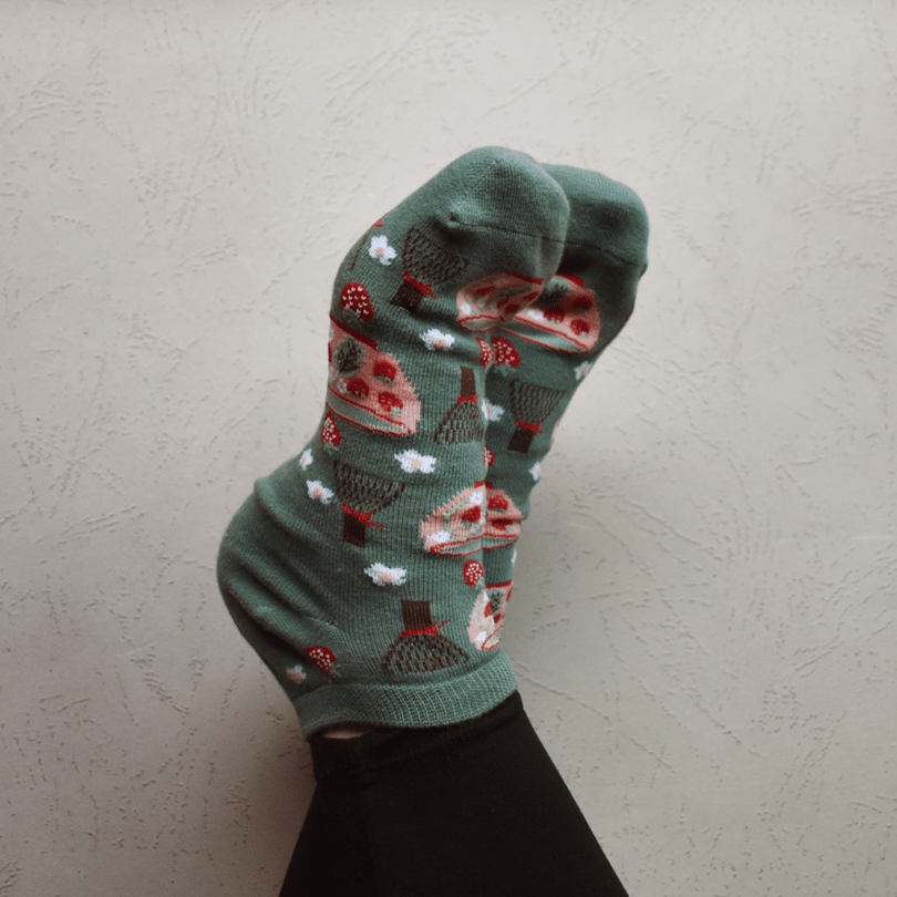 Strawberry Matcha Socks being worn 2