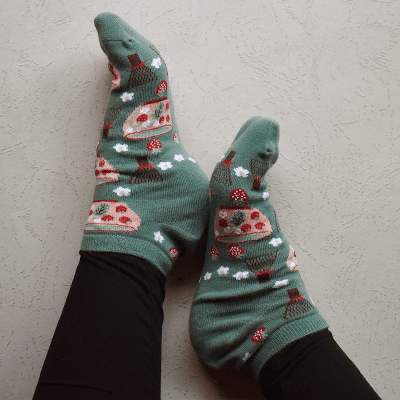 Strawberry Matcha Socks being worn 3