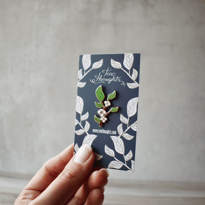 Tea Leaf Enamel Pin on Card