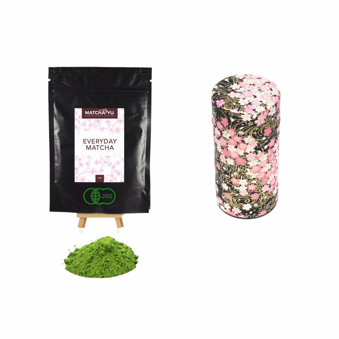 EVERYDAY Matcha Green Tea Powder (70g) + Tea Canister Bundle - save $5 Matcha Matcha Yu Everyday Matcha 70g & Black Canister (Large) 