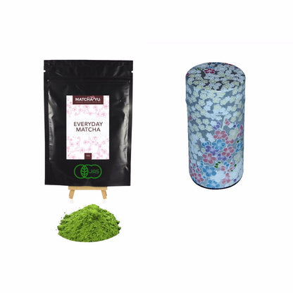 EVERYDAY Matcha Green Tea Powder (70g) + Tea Canister Bundle - save $5 Matcha Matcha Yu Everyday Matcha 70g & Silver Canister (Large) 