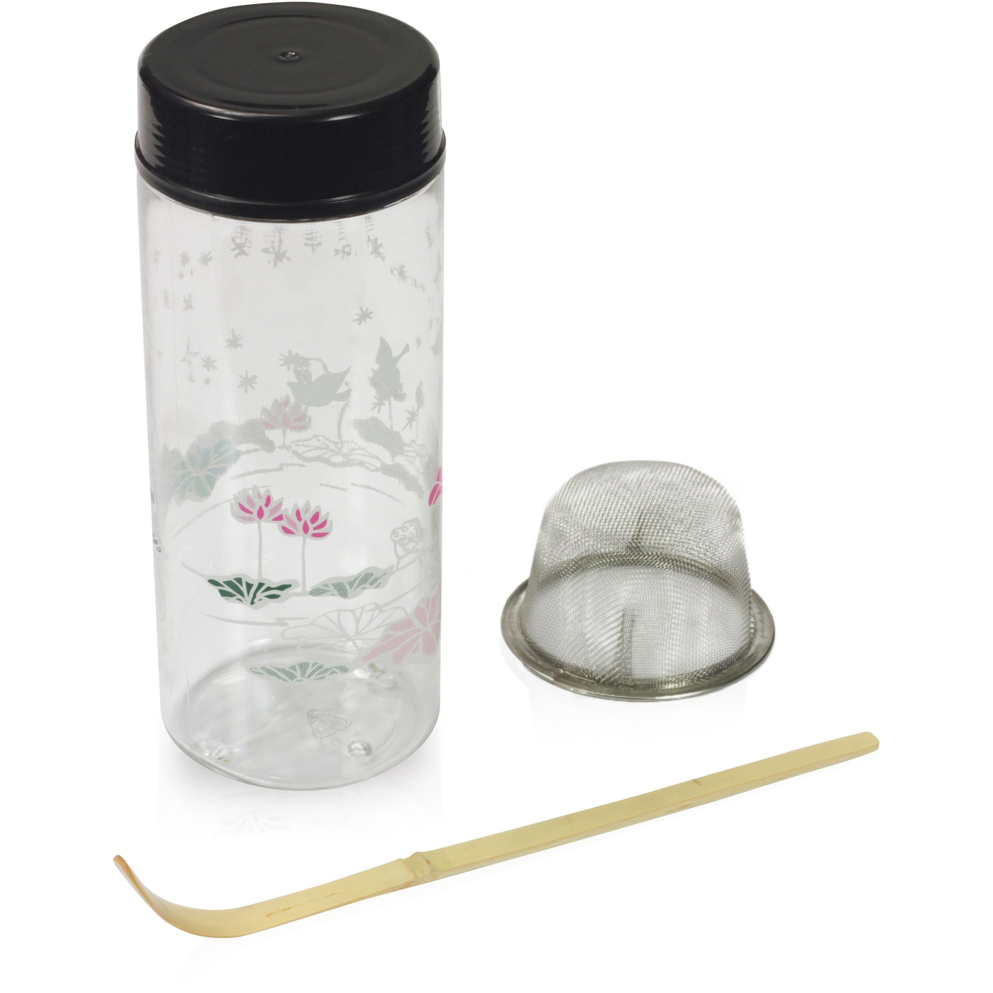 Tea Shaker + Bamboo Tea Scoop Set Accessories Matcha Yu Floral 